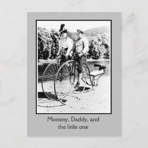 Belle époque bicycle history, 2 adults and baby postcard