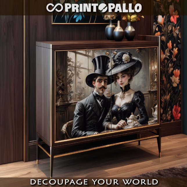 Belle epoque couple in a cafe' de Paris Tissue Paper (Creator Uploaded)