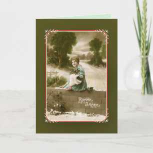Belle epoque French lady Happy New Year Holiday Card