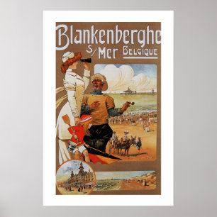 Belle epoque summer beach travel Blankenberge Poster