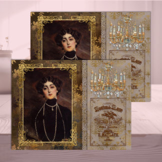Belle Époque Woman in Brown & Taupe Decoupage Tissue Paper