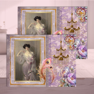 Belle Époque Woman in Soft Lilac Pink Decoupage Tissue Paper