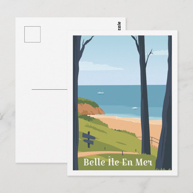 Belle ile en mer France Travel Place Illustration Postcard (Front/Back)