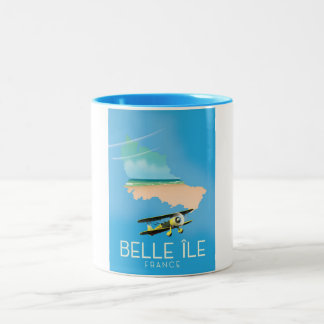 Belle Île, France travel poster print. Two-Tone Coffee Mug