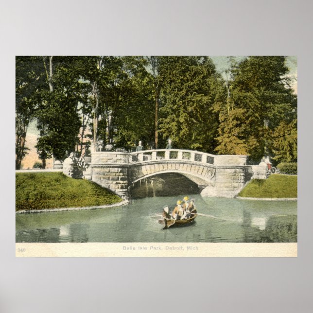 Belle Isle Park, Detroit 1910 Vintage Poster (Front)