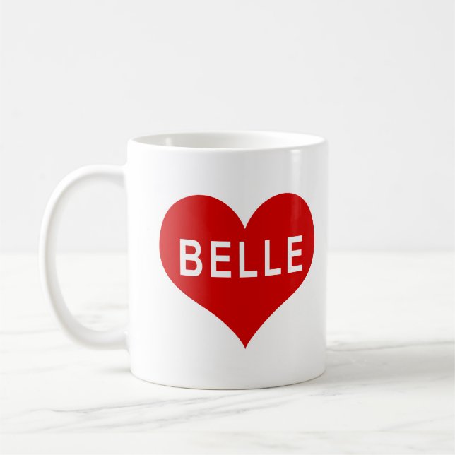 BELLE NAME Red Love Heart Coffee Mug (Left)