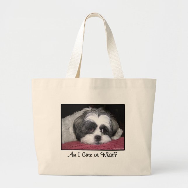 Belle The Shih Tzu Dog Large Tote Bag (Front)