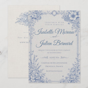 Bellefontaine – French Blue Linen Wedding Invitation
