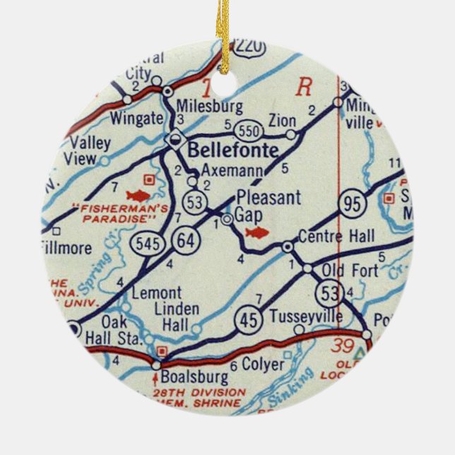 Bellefonte PA Ceramic Tree Decoration (Back)