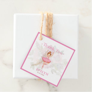 Bellerina Dancer Pink Floral Ballet Birthday Favour Tags