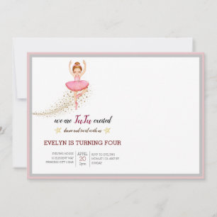 Bellerina Dancer   Pink Floral Ballet Birthday Invitation