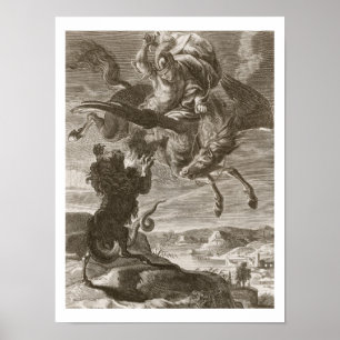 Bellerophon Fights the Chimaera, 1731 (engraving) Poster