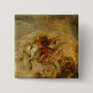 Bellerophon Riding Pegasus Fighting the Chimaera 15 Cm Square Badge