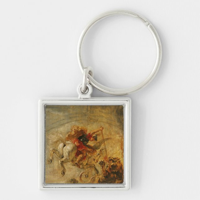 Bellerophon Riding Pegasus Fighting the Chimaera Key Ring (Front)