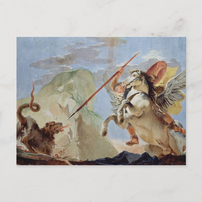 Bellerophon, riding Pegasus, slaying the Chimaera, Postcard (Front)
