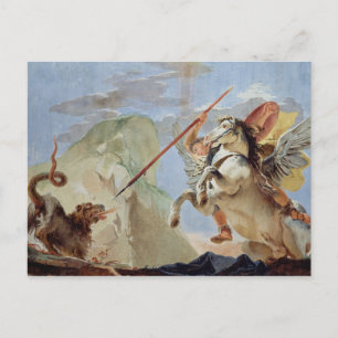 Bellerophon, riding Pegasus, slaying the Chimaera, Postcard