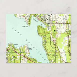 Bellevue Washington Vintage Map  Postcard