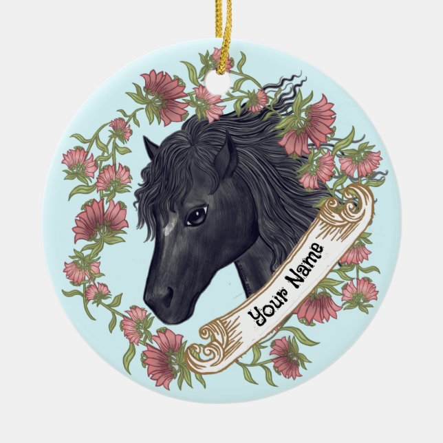 Bellflower Black Horse ornament (Front)