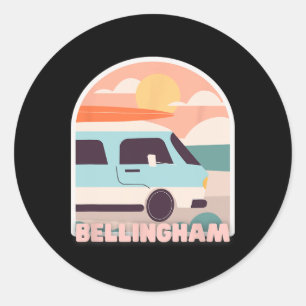 Bellingham Beach Retro Pastel Colors Sun And Surfi Classic Round Sticker