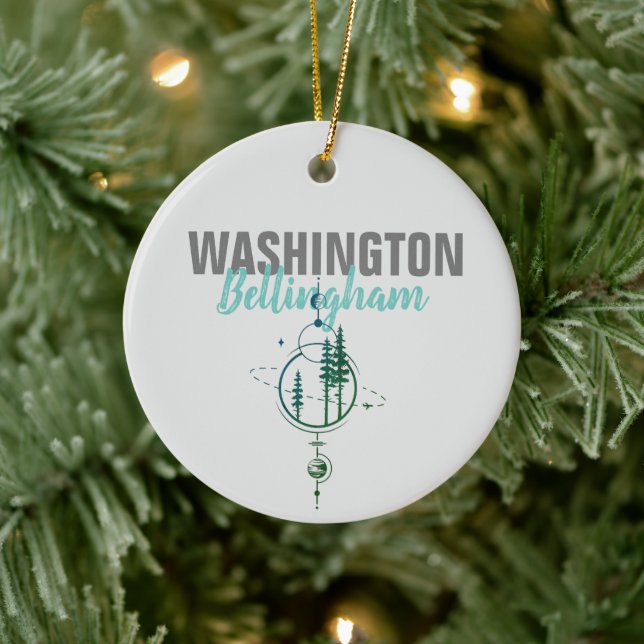 Bellingham Washington Geometric Trees Ceramic Tree Decoration (Tree)