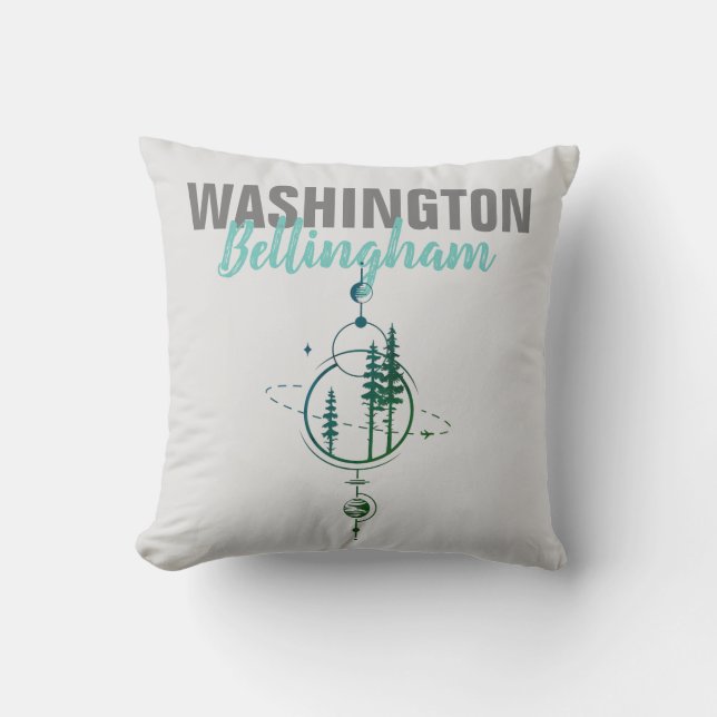 Bellingham Washington Geometric Trees Cushion (Front)