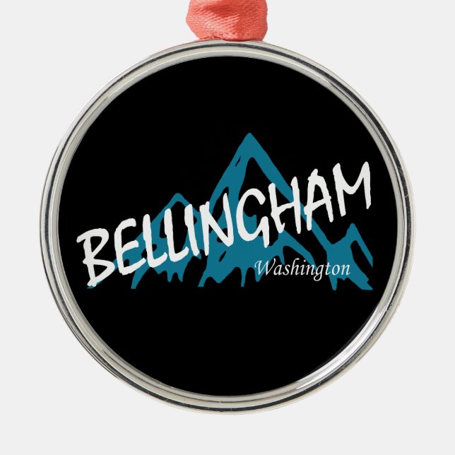 Bellingham Washington Mountains Metal Tree Decoration (Front)