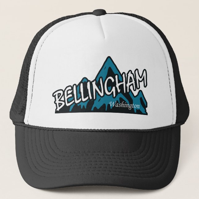 Bellingham Washington Mountains Trucker Hat (Front)