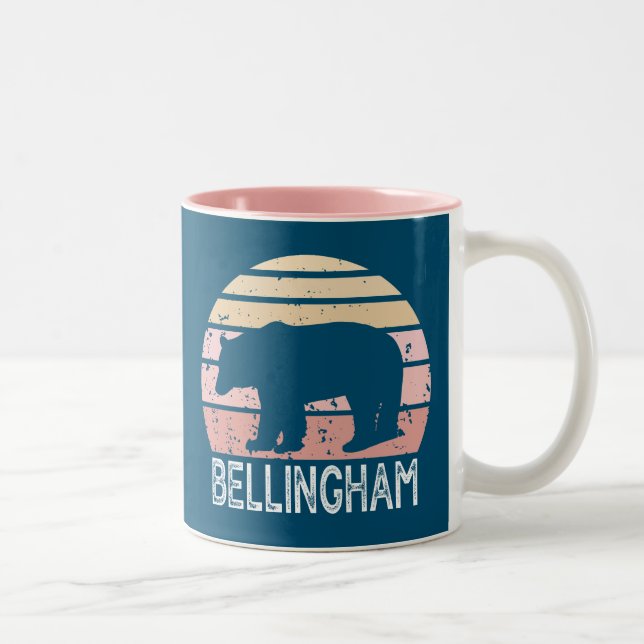 Bellingham Washington Retro Bear Two-Tone Coffee Mug (Right)