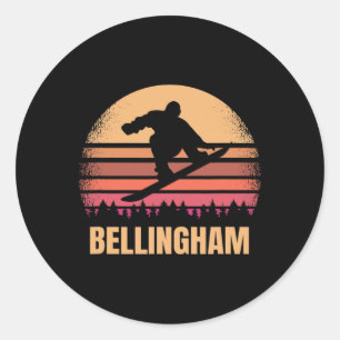Bellingham Washington Snowboarding Snow Boarder Re Classic Round Sticker