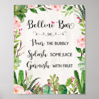 Bellini Bar Sign Fiesta Cactus Baby Shower Sign