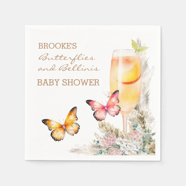 Bellini Butterfly Baby Shower Welcome  Napkin (Front)