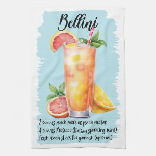 Bellini Cocktail Recipe Tea Towel