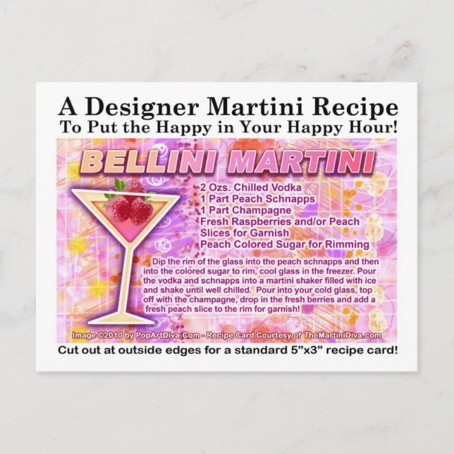 Bellini Martini Recipe Postcard (Front)