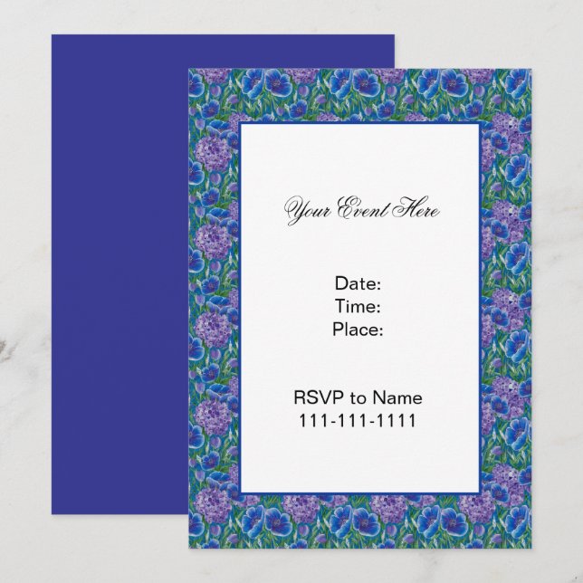 Bellisima Hydrangea Floral Invitation (Front/Back)