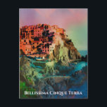 ** Bellissima Italy Italian Language Cinque Terra  Postcard<br><div class="desc">POST CARD - POSTCARD : Artsy artistic Abstract BOLD COLORFUL Digital Painting of MANAROLA part of CINQUE TERRE in Italy / Italia . The design is of a Mountain side full of homes and gorgeous water below. CINQUE TERRE is an amazing experience, IMHO, of love, romance and beauty. Energy Enhanced...</div>