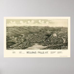 Bellows Falls, VT Panoramic Map - 1880 Poster