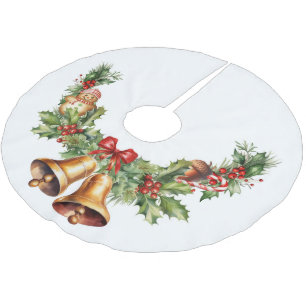 Bells and gingerbread man brushed polyester tree skirt