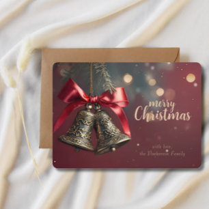 Bells and Gold Filigree Elegant Christmas Card