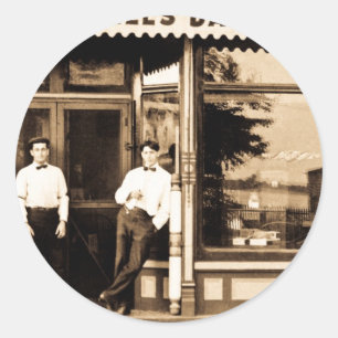 Bell's Barber Shop Vintage Americana Classic Round Sticker