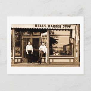 Bell's Barber Shop Vintage Americana Postcard
