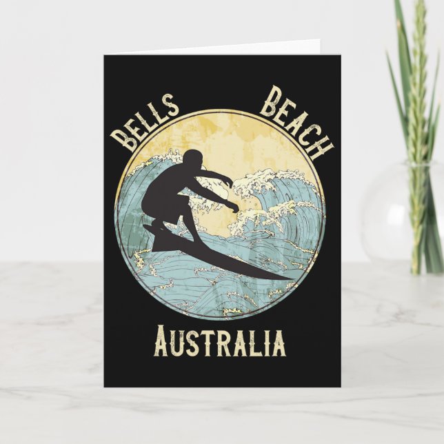 Bells Beach Australia Surfing Distressed  Card (Front)
