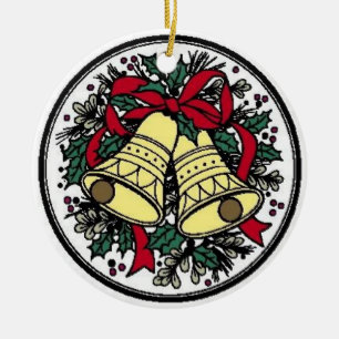 Bells, Bows & Holly - Ceramic Tree Decoration