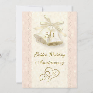 Bells, hearts 50th Wedding Anniversary Invitation