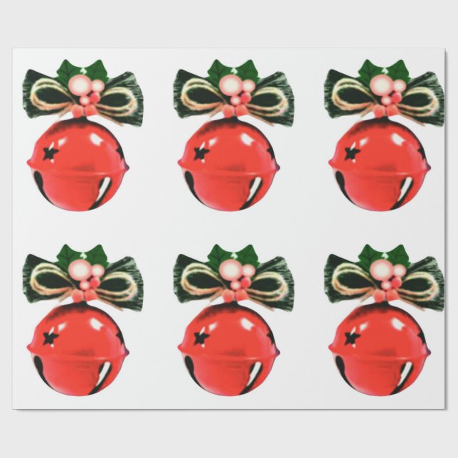 Bells, Holly And Bows Wrapping Paper (Flat)