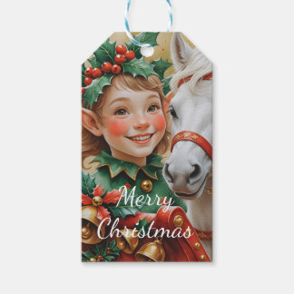 Bells Holly and Horse Christmas Elf Gift Tags