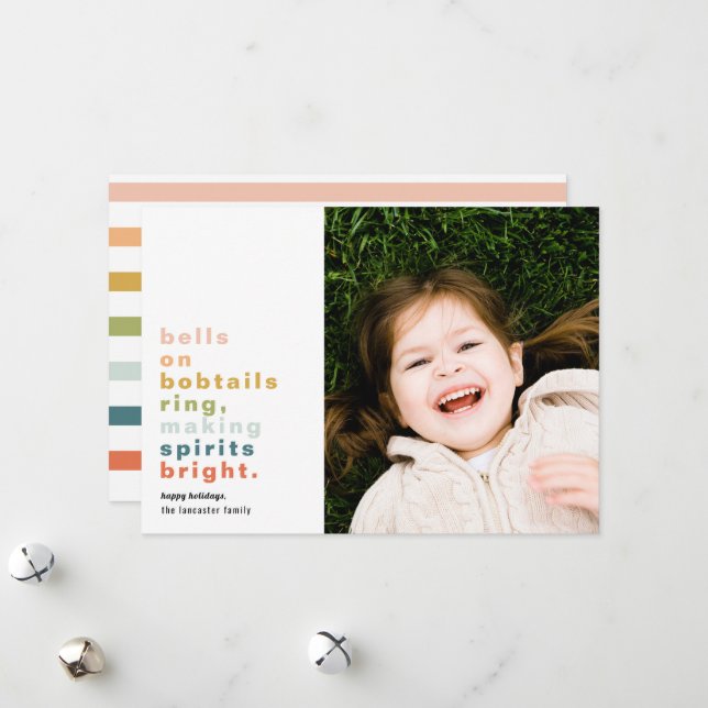 Bells on Bobtails Holiday Photo Card (Front/Back In Situ)