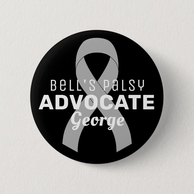 Bell's Palsy Advocate Ribbon Black Button (Front)