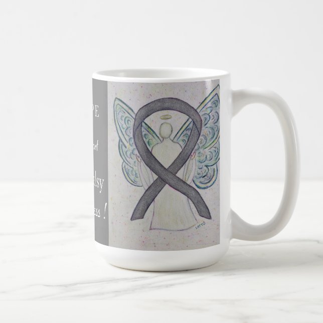 Bell's Palsy Awareness Ribbon Angel Custom Mug (Right)
