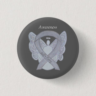 Bell's Palsy Silver Awareness Ribbon Angel Art Pin