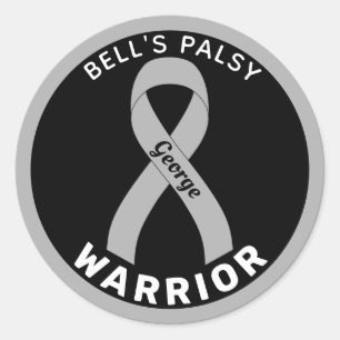 Bell's Palsy Warrior Ribbon Black Round Sticker